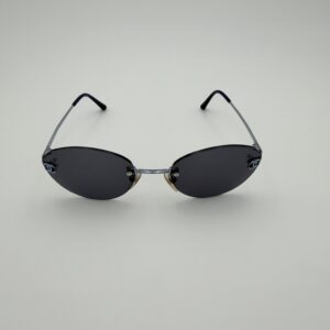 Occhiali da Sole Chanel Rimless d'Epoca – Silhouette Ovale Drop & Blue-Silver Hardware