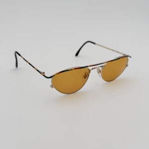 Occhiali da sole vintage a goccia con lenti ambra e decorazione colorata