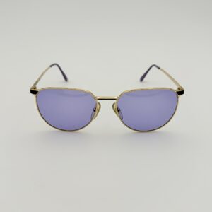 Occhiale da Sole Vintage Geometric-Oval in Oro e Lenti Glicine