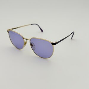 Occhiale da Sole Vintage Geometric-Oval in Oro e Lenti Glicine