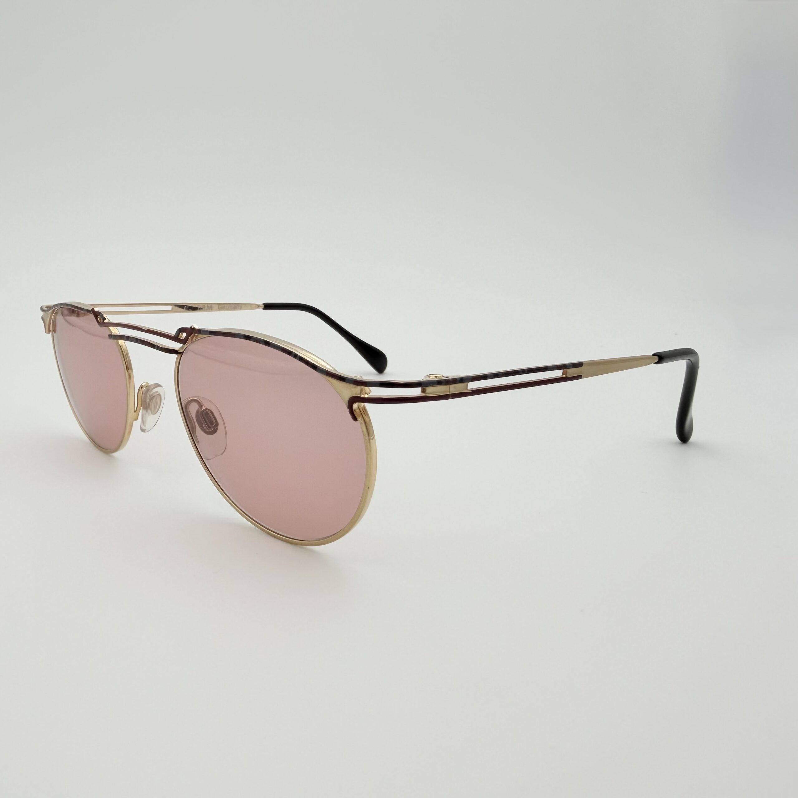 Occhiale da Sole Vintage Doppio Ponte con Lenti Rosa Antico - immagine 2