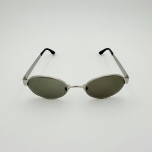 Occhiali da Sole Enox Vintage Ovali in Metallo Satinato Argento