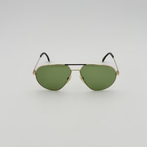 Occhiale da Sole Vintage Geometric-Aviator in Oro e Lenti Verdi