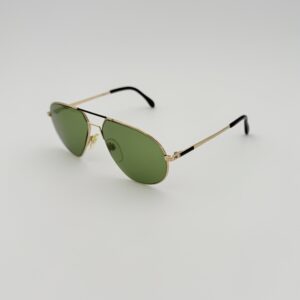 Occhiale da Sole Vintage Geometric-Aviator in Oro e Lenti Verdi