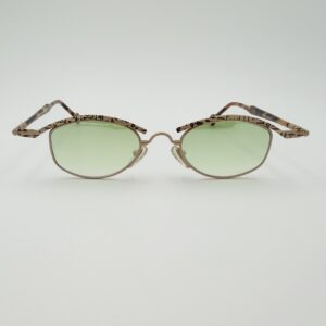 Occhiali da Sole Vintage Ovali con Ciliare Decorato e Lenti Verde Chiaro