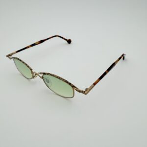 Occhiali da Sole Vintage Ovali con Ciliare Decorato e Lenti Verde Chiaro