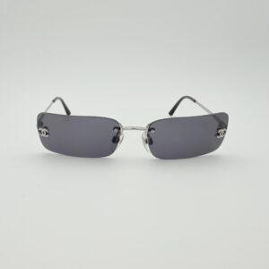 Occhiali da Sole Vintage Chanel 4017-D Rimless con Logo CC in Cristalli